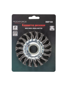 Кордщетка дисковая стальная витая для УШМ 100мм, в блистере RockForce##Rock FORCE RF-BWF104