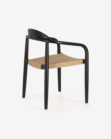 Стул Glynis черный с натуральным сиденьем | La Forma | Испания | Купить в Hallberg.ru