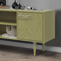 Тумба под ТВ Арт Колор leaves 155см Классик Сильвер Зеленая олива