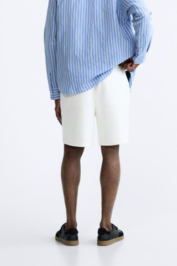 ZARA ШОРТЫ ИЗ МЯГКОЙ РЕЛЬЕФНОЙ ТКАНИ, ЖЕЛТОВАТО-БЕЛЫЙ