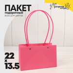 Пакет подарочный 22х13,5х10,5 Ваза для цветов (Розовый)