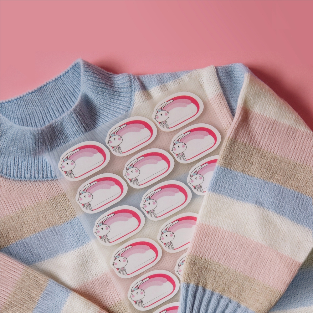 Термонаклейки детские Зайка (фуксия), 18 шт