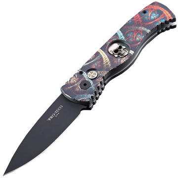 Складной нож Pro -Tech TR-2 PR/TR-2 Skull CUST-Pic c клинком из стали 154CM, рукоять алюминий