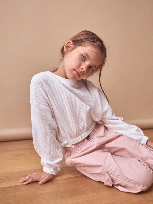 Лонгслив с завязками для девочки Next K88-496, Белый