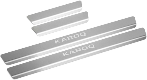 Накладки на пороги Rival для Skoda Karoq 2020-н.в., нерж. сталь, с надписью, 4 шт., NP.5108.3