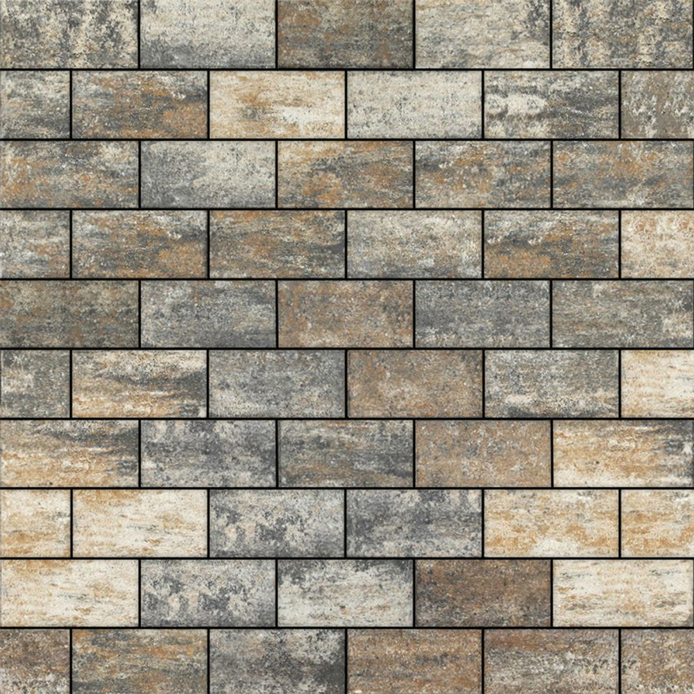 Тротуарная плитка ПРЯМОУГОЛЬНИК 200x100 мм - Листопад гладкий Песчаник