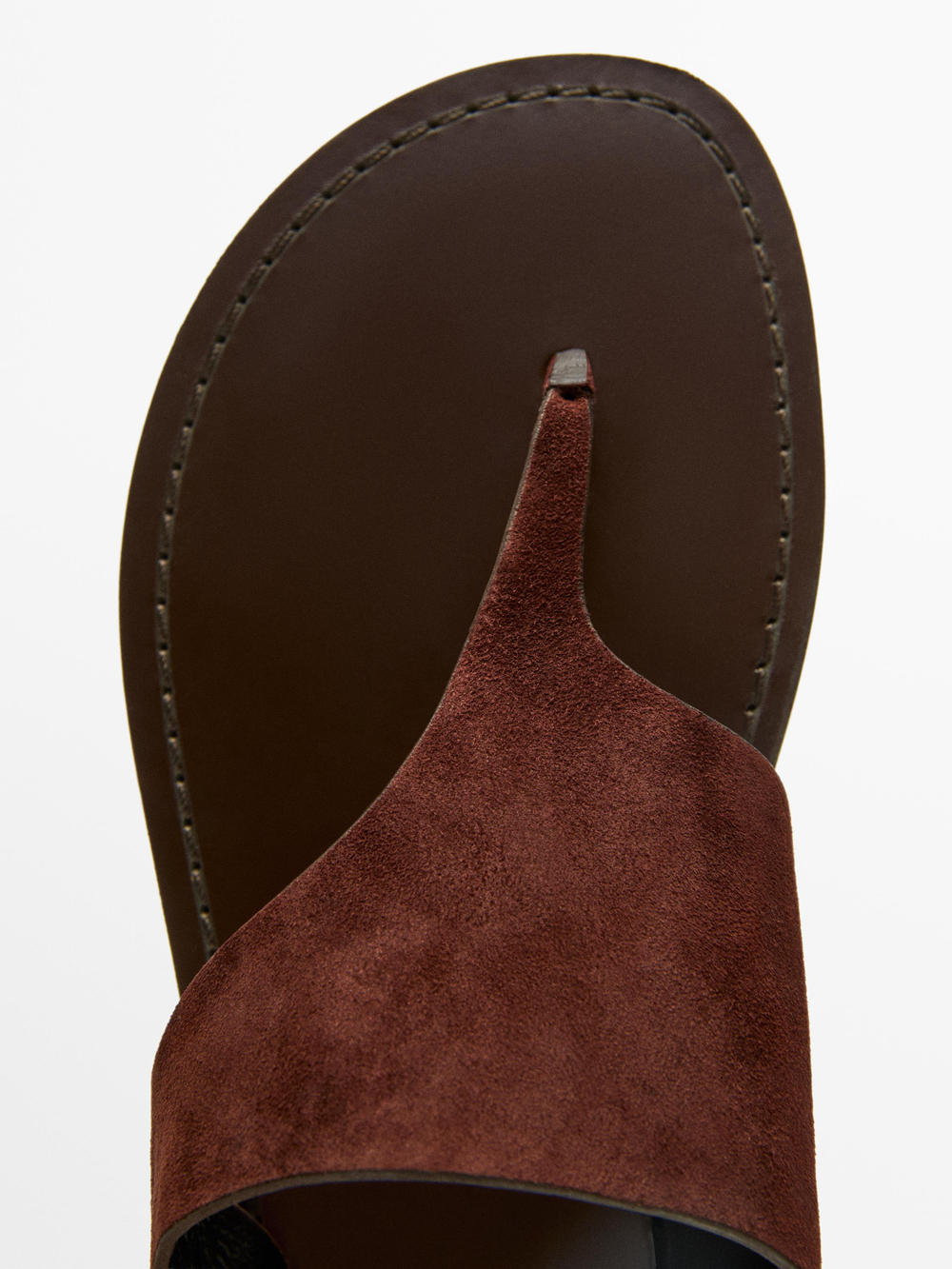 Massimo Dutti Сандалии с разделителем для пальцев ног из натуральной кожи, бургунди