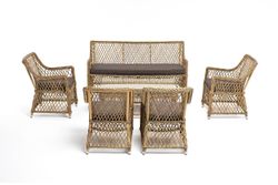 "Асти" лаунж-зона из искусственного ротанга на 6 персоны, цвет соломенный