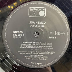 Винтажная виниловая пластинка LP Lisa Nemzo Out Of Desire (Germany 1986)