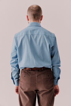 Рубашка button-down из денима голубая