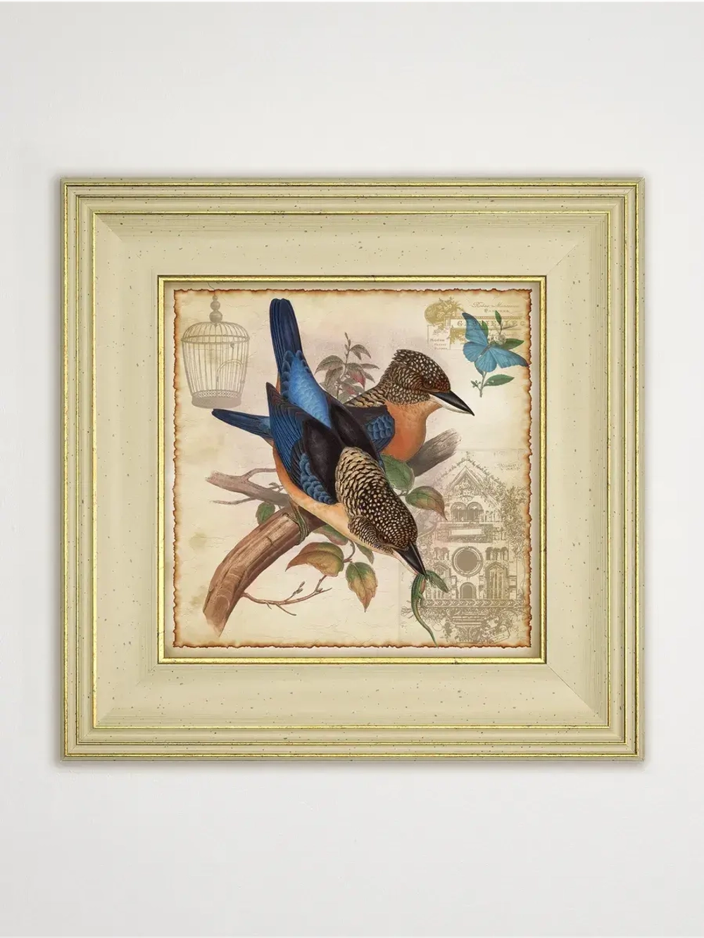 Картина интерьерная на холсте в раме "Птички" 30*30 см