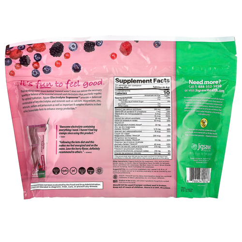Jigsaw Health, Electrolyte Supreme ™, ягодный вкус, 60 пакетиков по 5,4 г