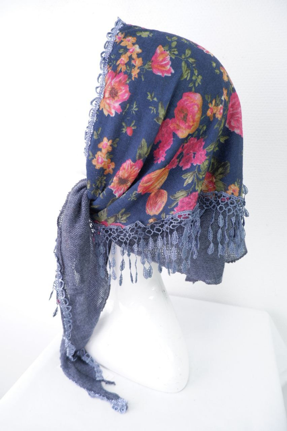 Косынка комбинированная с шерстью