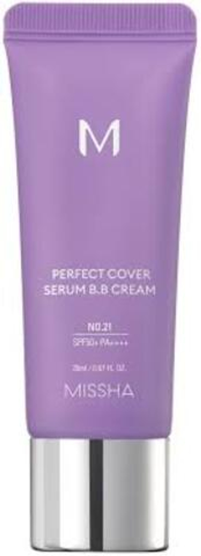 Missha M Perfect Cover Serum BB Cream, SPF50+/PA++++ тон 21 тональный BB крем с антивозрастной сывороткой для сияния кожи