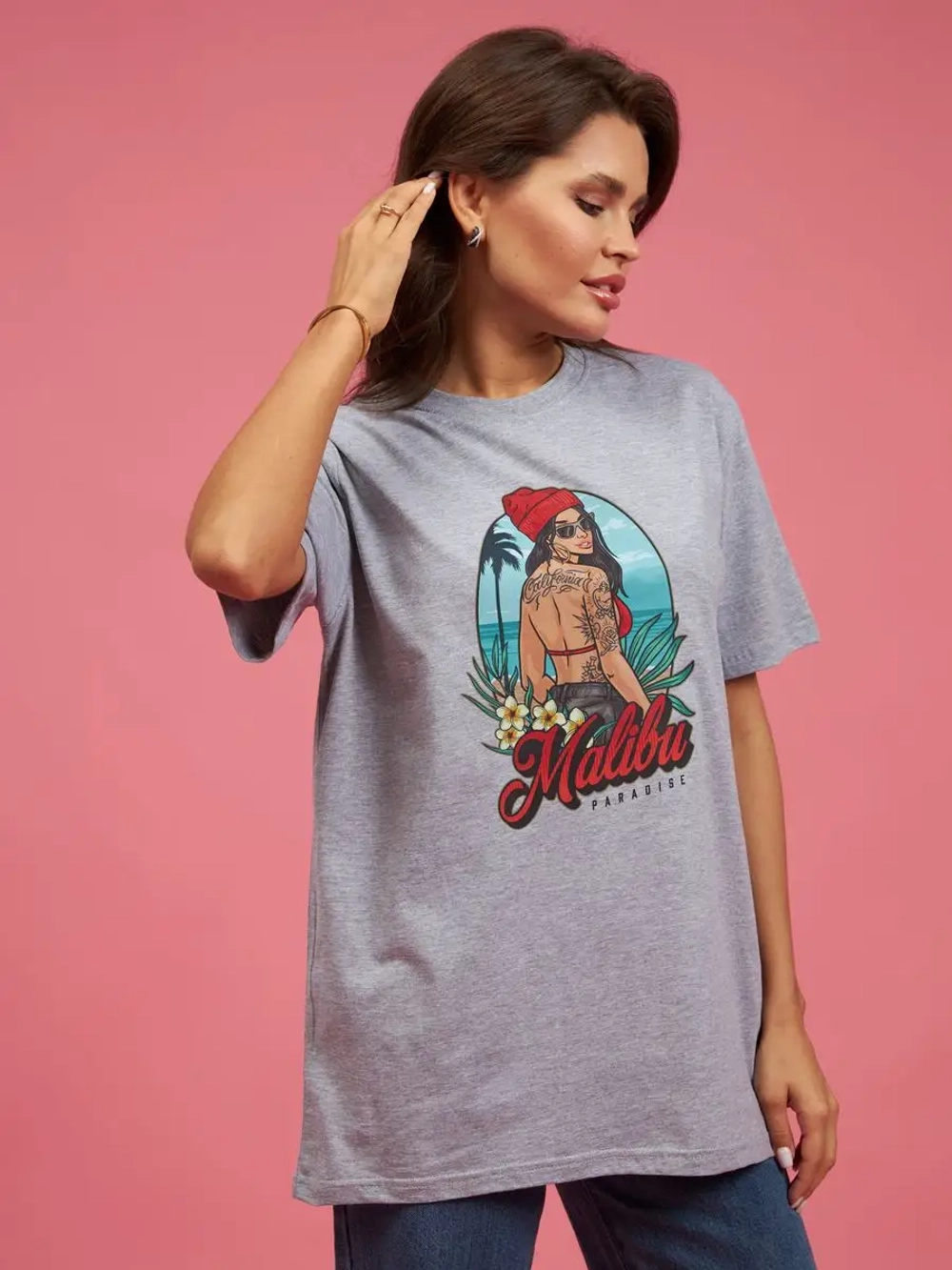 Футболка оверсайз женская мужская с принтом Малибу