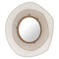 Зеркало настенное Vinger, Ø79 см, бежевое/золотое