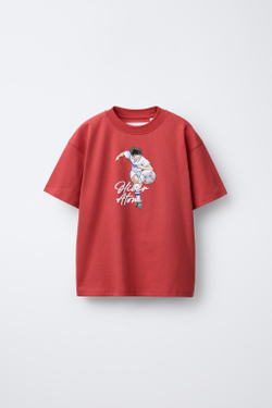 ZARA ФУТБОЛКА С ПРИНТОМ OLIVER Y BENJI © CAMPEONES, ГРАНАТОВЫЙ