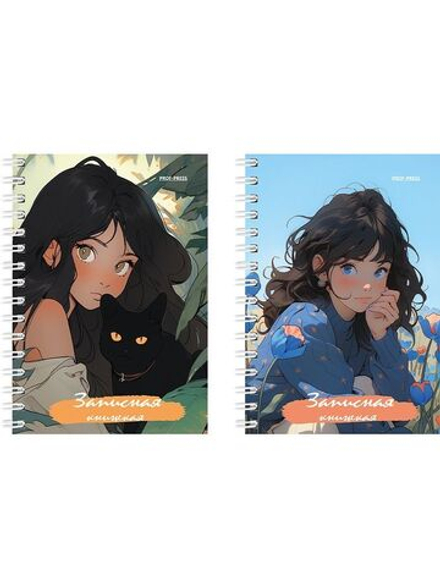 Блокнот А6 80л гребень "Нарисованные девушки" клетка