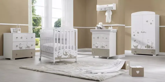 Детская кроватка на колесах Erbesi Mirtillo White/Tortora