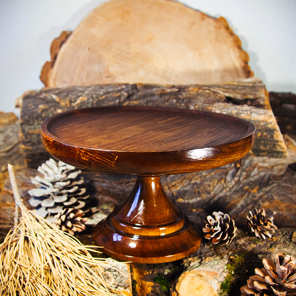 Деревянная тортница, подставка для копкейков и тортов из сибирского кедра 250мм. TR2