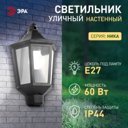 Садово-парковый светильник ЭРА «Ника» НБУ 06-60-003 60Вт черный прозрачный
