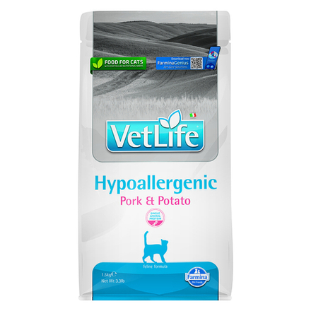 Сухой корм FARMINA Vet Life Hypoallergenic для кошек для взрослых кошек при пищевой аллергии, со свининой и картофелем - 0,4 кг
