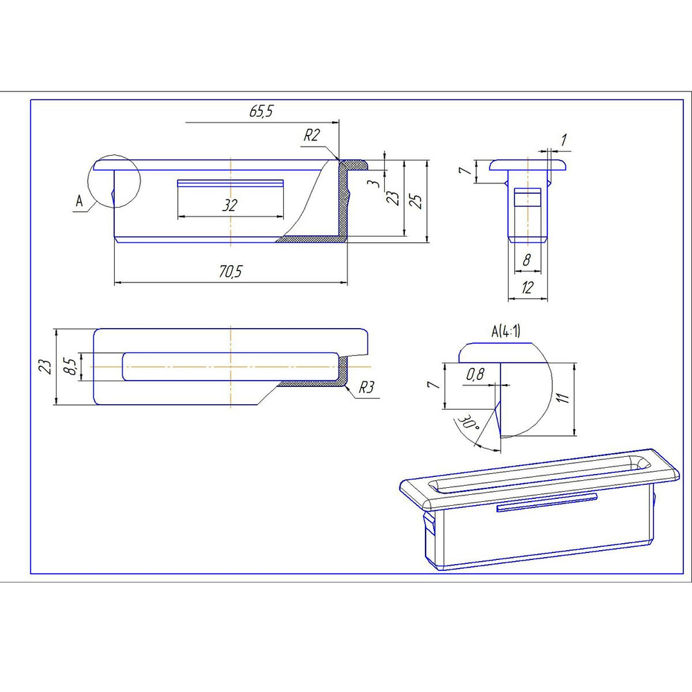 Латодержатель врезной 65 мм