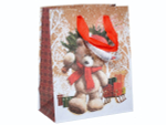 Пакет бумажный 12*15*6,7см с ручками крафт "Новогодний" микс