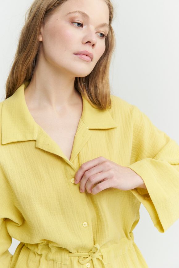 Муслиновая рубашка с кулиской грушевая