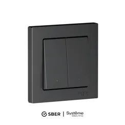 Выключатель 2-кл. AtlasDesign Smart 10А (сх. 5) L+N с подсветкой Zigbee механизм карбон SE ATN001053Z