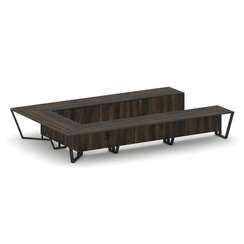 Steel Meet Стол переговорный П-образный KMK-PR.B.SP-15P Дуб Мали/Графит Глянец/Металл Черный 4800*32