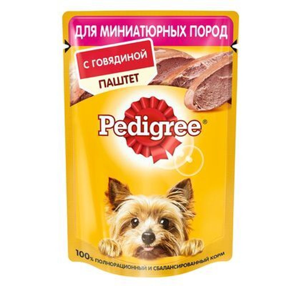 Влажный корм Pedigree для собак миниатюрных пород паштет говядина 80 г