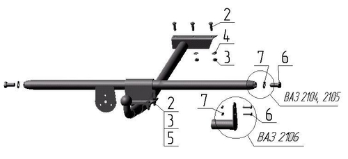 Фаркоп AvtoS для ВАЗ 2105,2107 с универсальной электрикой и сертификатом в комплекте, арт.(VAZ-05+electr)