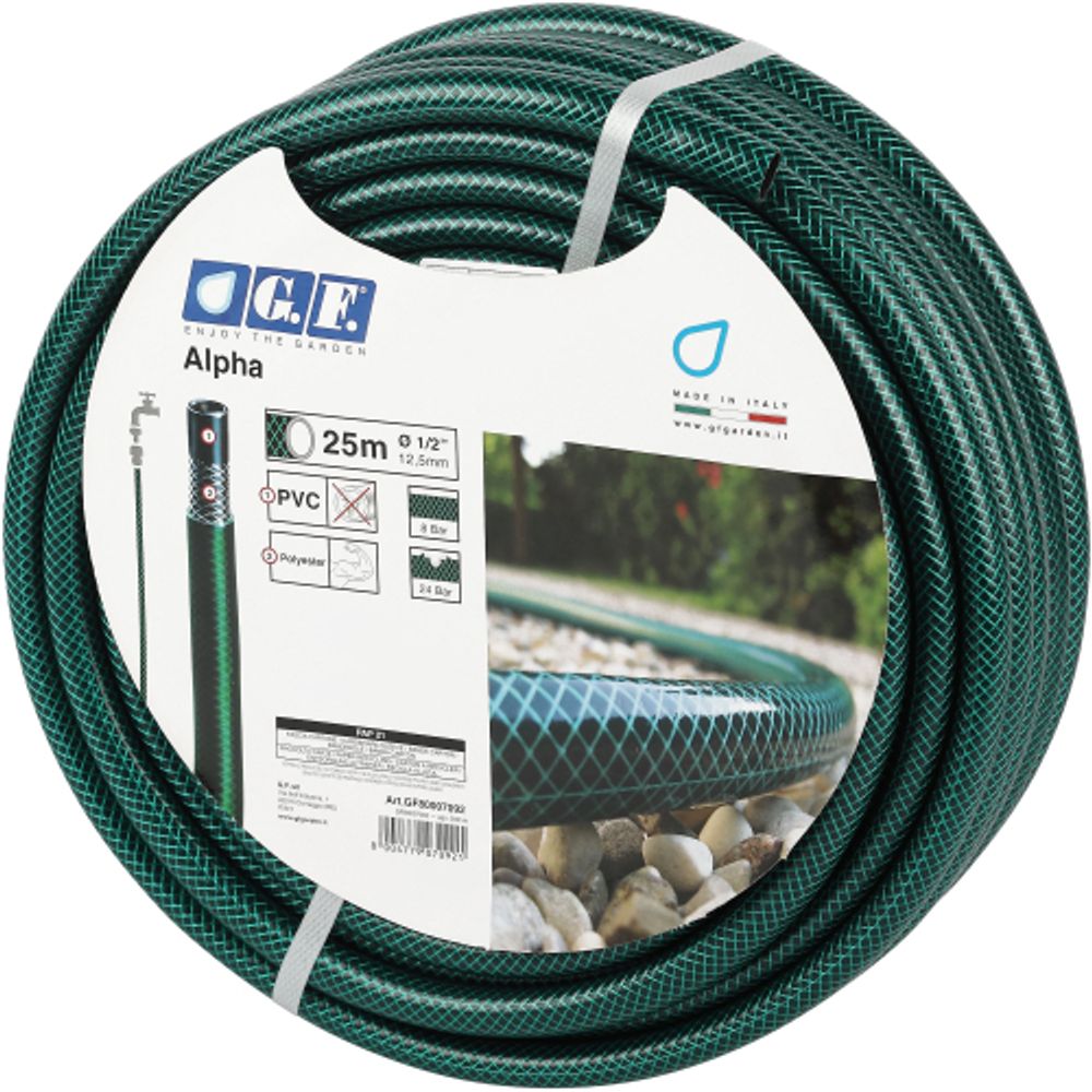 Шланг для полива GF GF80007092 ALPHA ПВХ армированный 12,5 мм 1/2 25 м | Шланги Green Apple