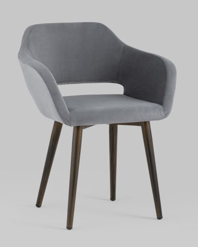 Стул с подлокотниками Саймон велюр тёмно-серый