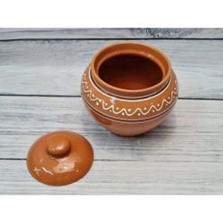 Горшочек 700 мл d 10,5 см h9 см с крышкой "Псковский" керамика ПГ [1]