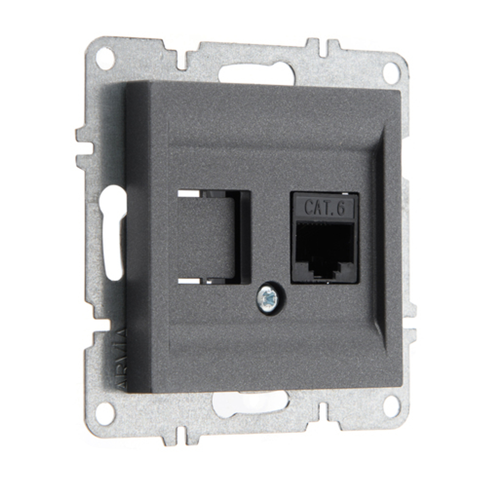 Розетка компьютерная ARVIA Electric, кат. 6, 1 гнездо, антрацит 50042000247