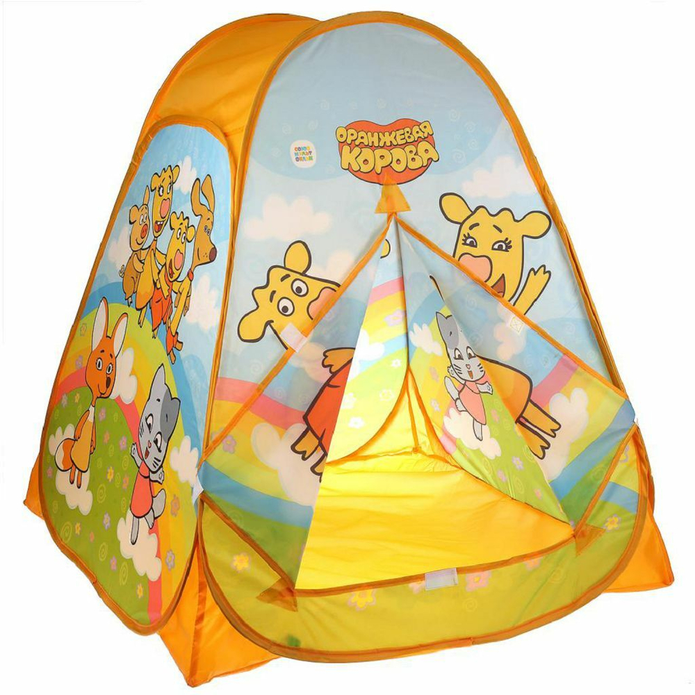 1_Палатка детская игровая Оранжевая корова 81х90х81см, в сумке (GFA-OC01-R)