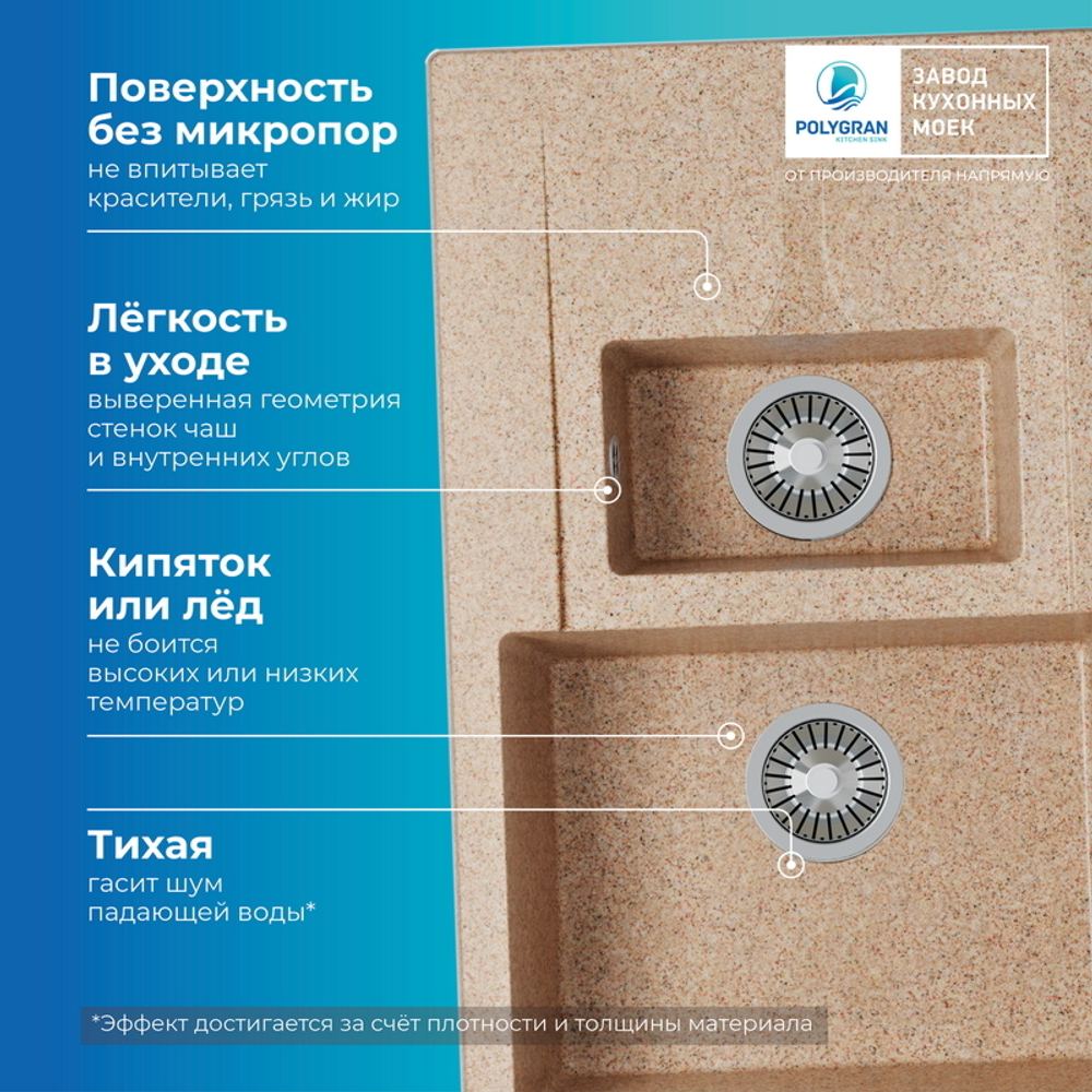 Мойка POLYGRAN BRIG-770 песочный № 302