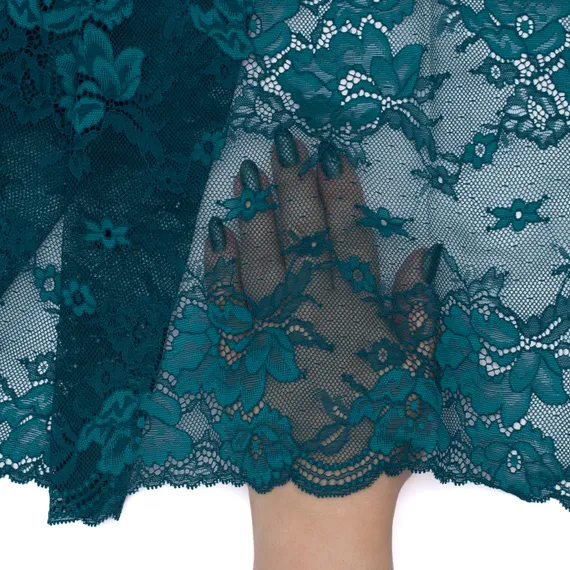 Кружево эластичное изумрудно-морское 23 см