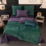 КПБ на резинке Сатин Velvet Premium с Одеялом VPR005, Евро, 4 наволочки, простынь 180*200*25