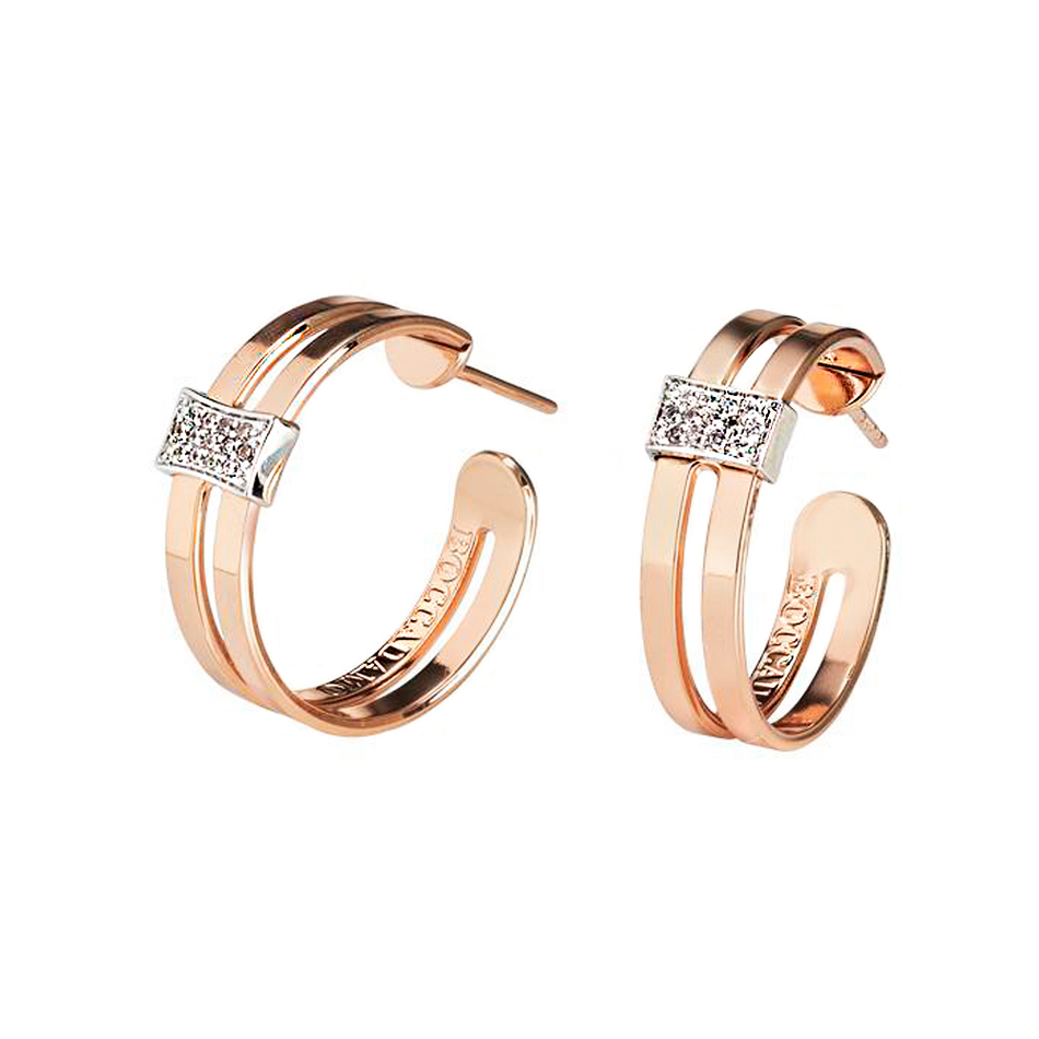 Серьги Boccadamo XOR278RS BR/RG с кристаллами Swarovski, покрытием золотом, родием
