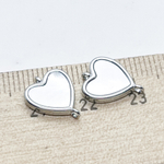 Коннектор Сердце, цвет серебро (родий), перламутр, размер 13*10 мм, цена за 1 шт