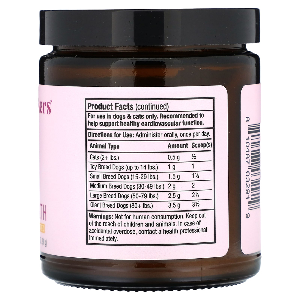 Dr. Mercola, Bark & Whiskers™, добавка для здоровья сердца, для собак и кошек, 90 г (3,17 унции)