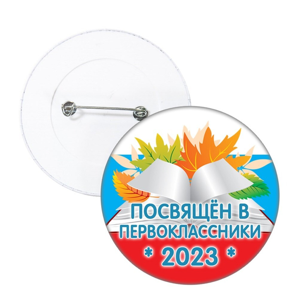 Значок "Посвящение в первоклассники" (02) Значки 56 мм. Значок