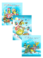 Кухонные полотенца набор / Комплект полотенец / Полотенца для кухни 3шт / 45х60см / вафельное / новогодний / рис. Дракоша