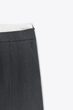 ZARA БРЮКИ WIDE LEG С ДВОЙНЫМ ПОЯСОМ, АНТРАЦИТОВО-СЕРЫЙ