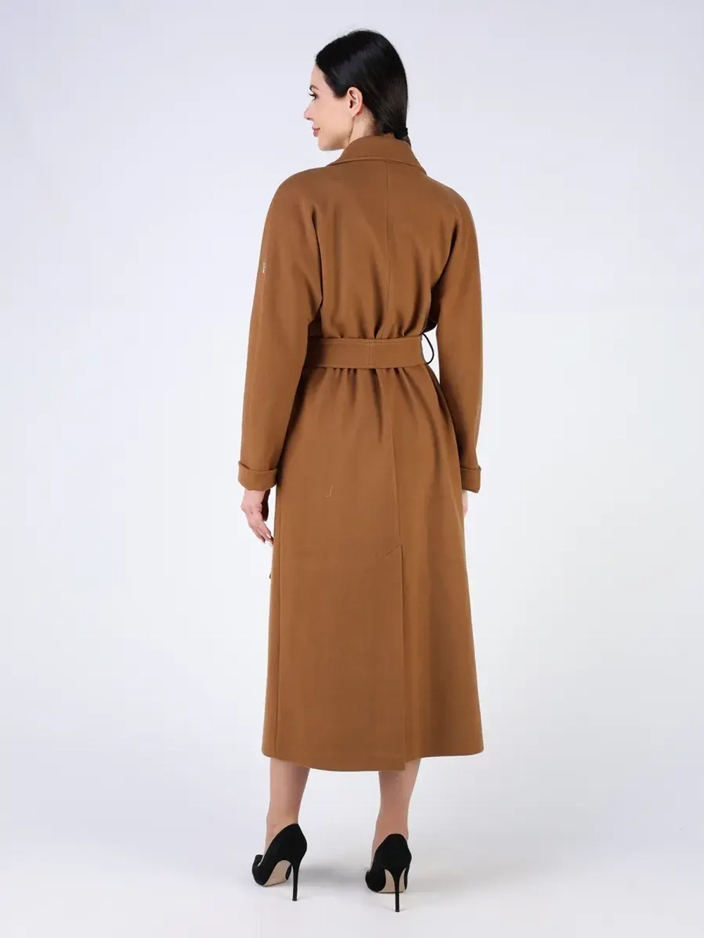 Пальто демисезонное длинное с поясом