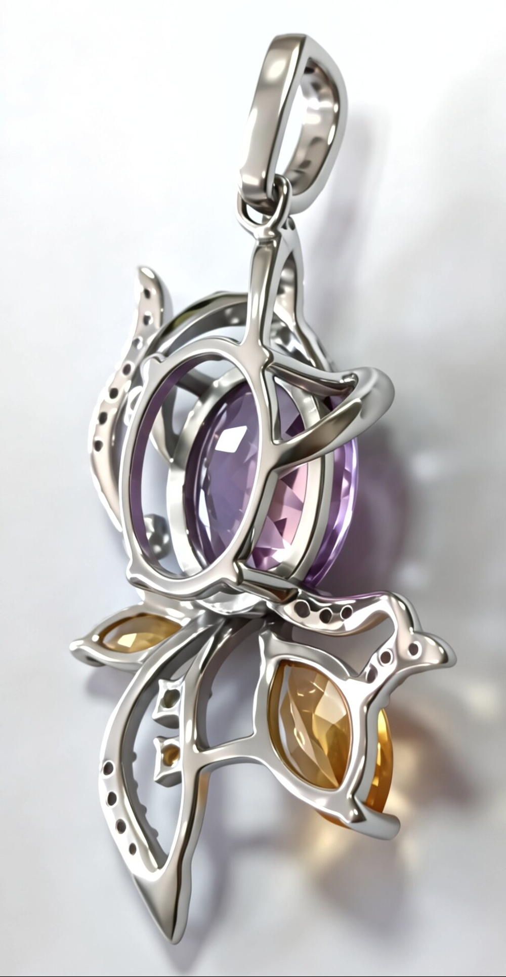 Ювелирная подвеска из серебра 925 пробы,вставка рубин,аметист,цитрин,фианиты
