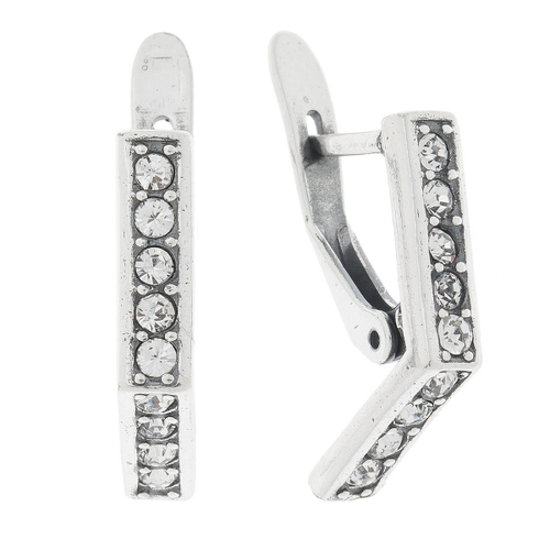 "Рей" серьги в серебряном покрытии из коллекции "Момент" от Jenavi  с английским замком